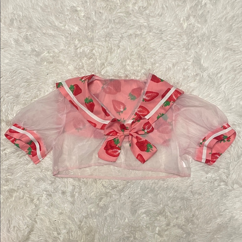 Sheer Strawberry Print Top